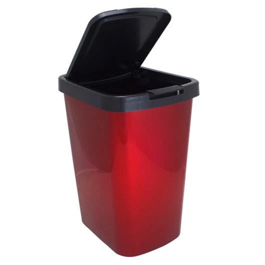 Lixeira Cesto Inox Metalizado 09 Litros Com Tampa Click Label Vermelho Rose Gold Banheiro Cozinha