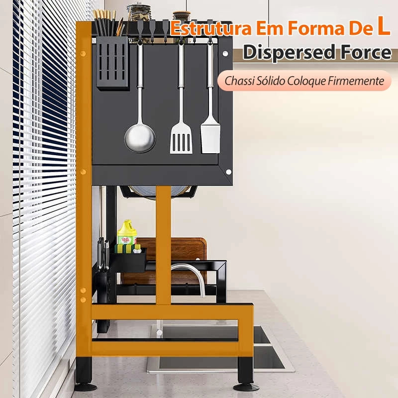 Escorredor De Louça Cozinha Suspensa Modula Autosustentavel Pia Rack Organizador De Pratos Estante De Asfalto Cor Preto