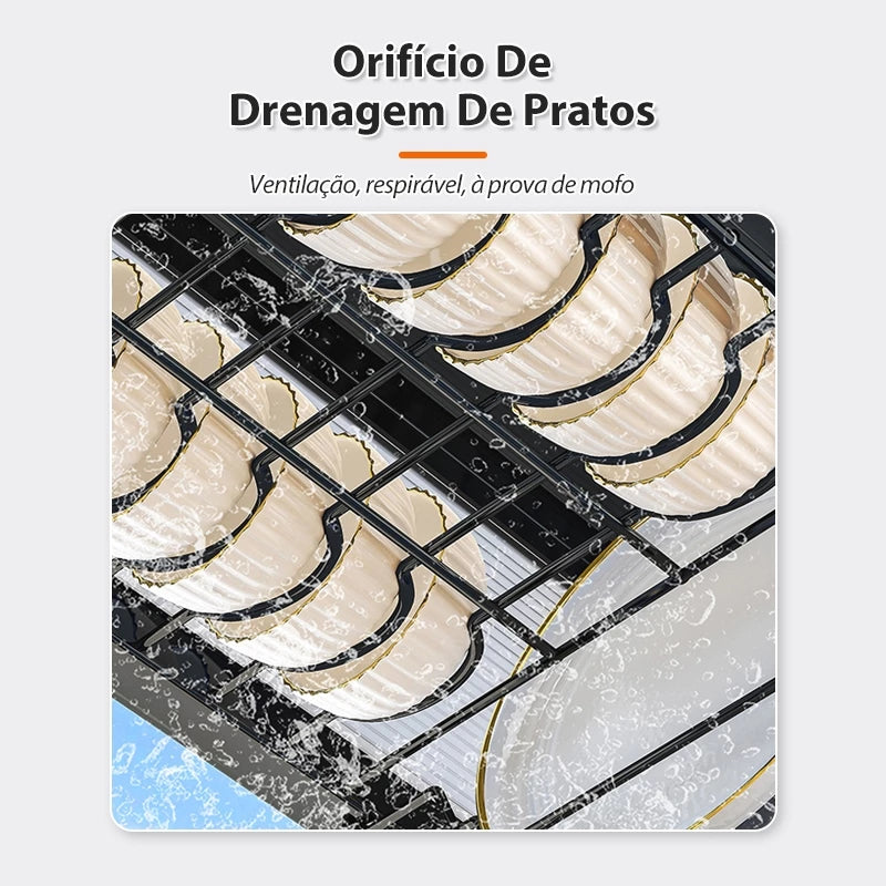 Escorredor De Louça Cozinha Suspensa Modula Autosustentavel Pia Rack Organizador De Pratos Estante De Asfalto Cor Preto