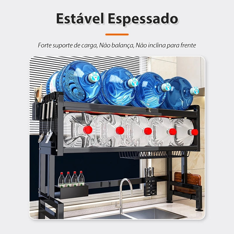 Escorredor De Louça Cozinha Suspensa Modula Autosustentavel Pia Rack Organizador De Pratos Estante De Asfalto Cor Preto