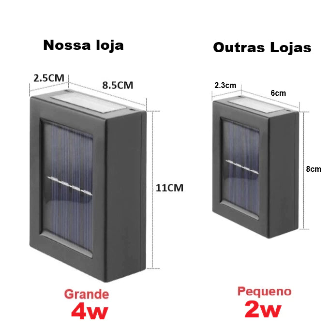 Kit Luminária Solar De Parede À Prova D'água Para Jardim Muro E Varanda Led Spot