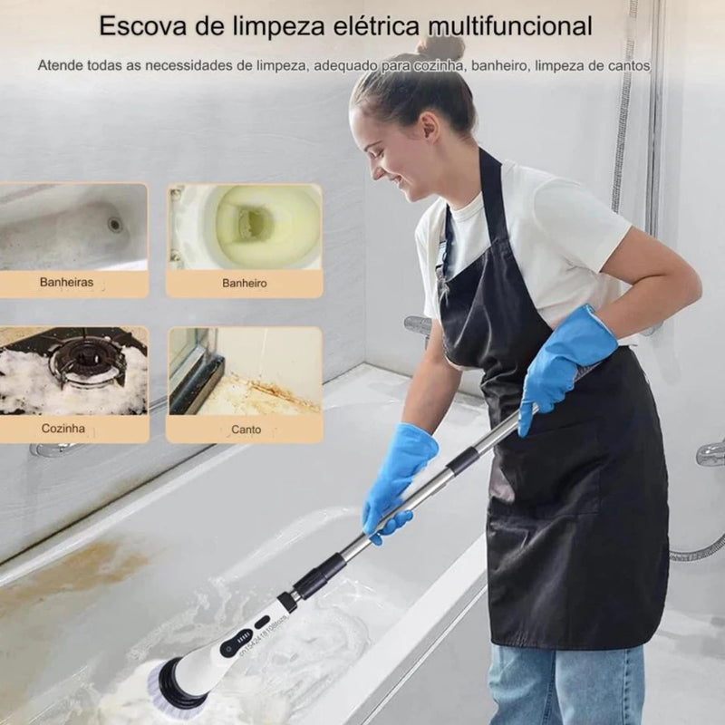 Esfregão Elétrico Sem fio Escova De Limpeza Multiuso 360 Recarregável Giratória + 40/ Peças Jogo De Chave Catraca Caixa De Ferramentas Completa Maleta