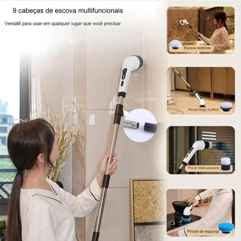 Esfregão Elétrico Sem fio Escova De Limpeza Multiuso 360 Recarregável Giratória + 40/ Peças Jogo De Chave Catraca Caixa De Ferramentas Completa Maleta