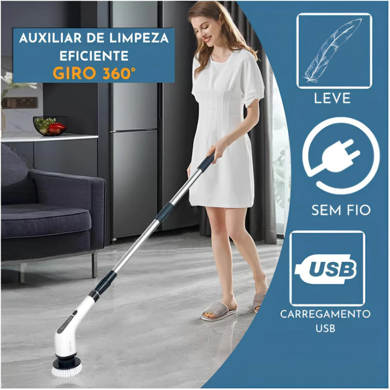 Esfregão Elétrico Sem fio Escova De Limpeza Multiuso 360 Recarregável Giratória + 40/ Peças Jogo De Chave Catraca Caixa De Ferramentas Completa Maleta