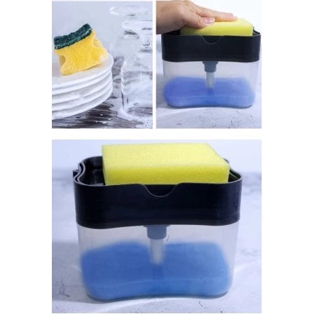 Dispensador Para Detergente Dispenser Sabao 2x1 Detergente Suporte Porta Bucha Esponja Limpeza