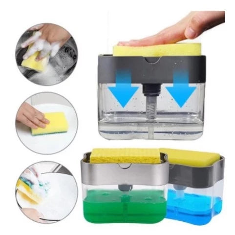 Dispensador Para Detergente Dispenser Sabao 2x1 Detergente Suporte Porta Bucha Esponja Limpeza