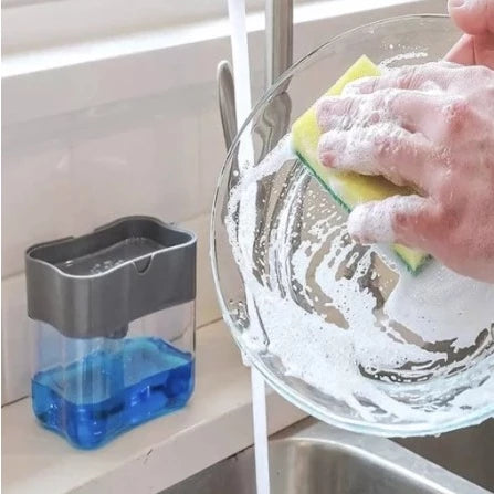 Dispensador Para Detergente Dispenser Sabao 2x1 Detergente Suporte Porta Bucha Esponja Limpeza